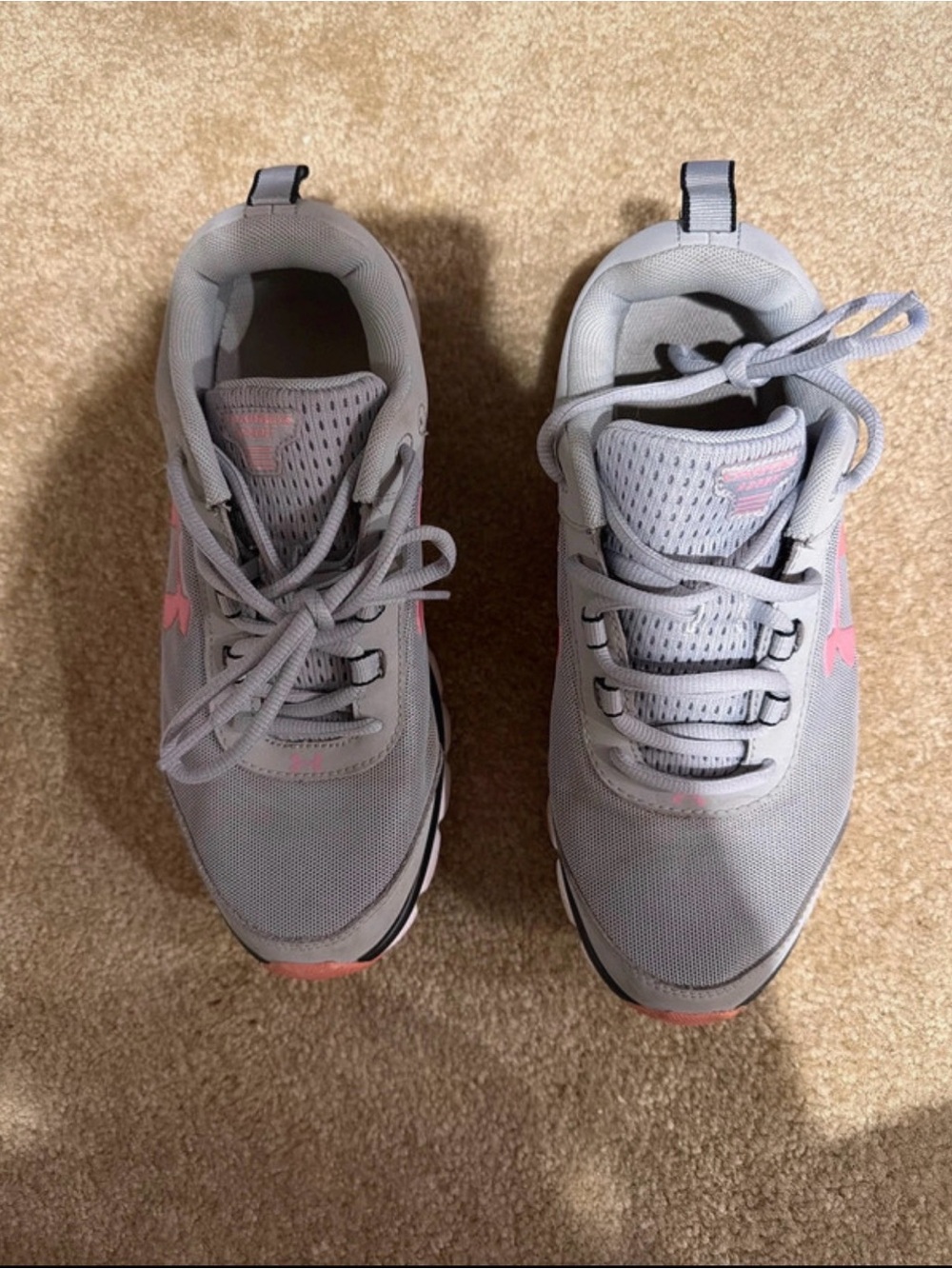 Under Armour Women's Gray and Pink Athletic Sneakers